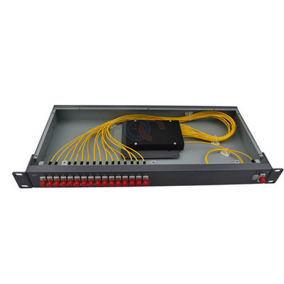 1x16 Raf Montajlı PLC Ayırıcı FC UPC Tek Modlu G657A Optik Fiber Ayırıcı